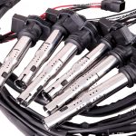 Terminated harness for the BMW M50 engine For long VAG ignition coils (included) Starter and alternator support Extra connector for boost solenoid VANOS support Injectors, CLT, IAT, TPS, engine ground, idle solenoid, crank trigger, CAM and LSU 4.2 connector Knock sensors NOT used